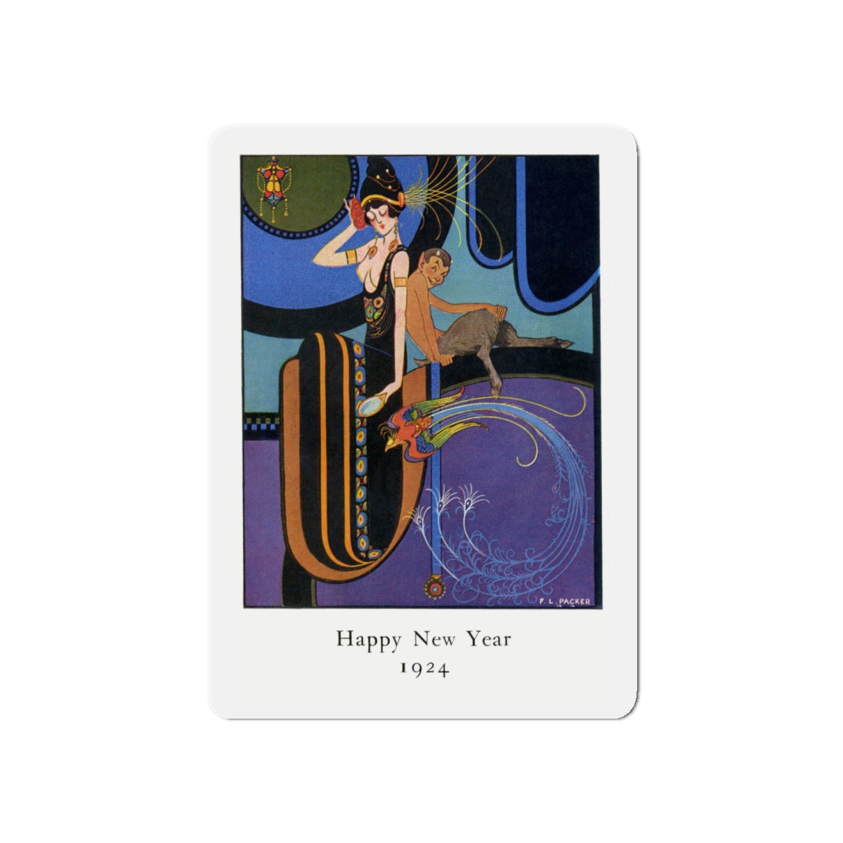 New Year's Eve at the Hotel St. Francis, San Francisco, 1924 (Magazine Illustration) Refrigerator Magnet-5" x 5"-The Sticker Space