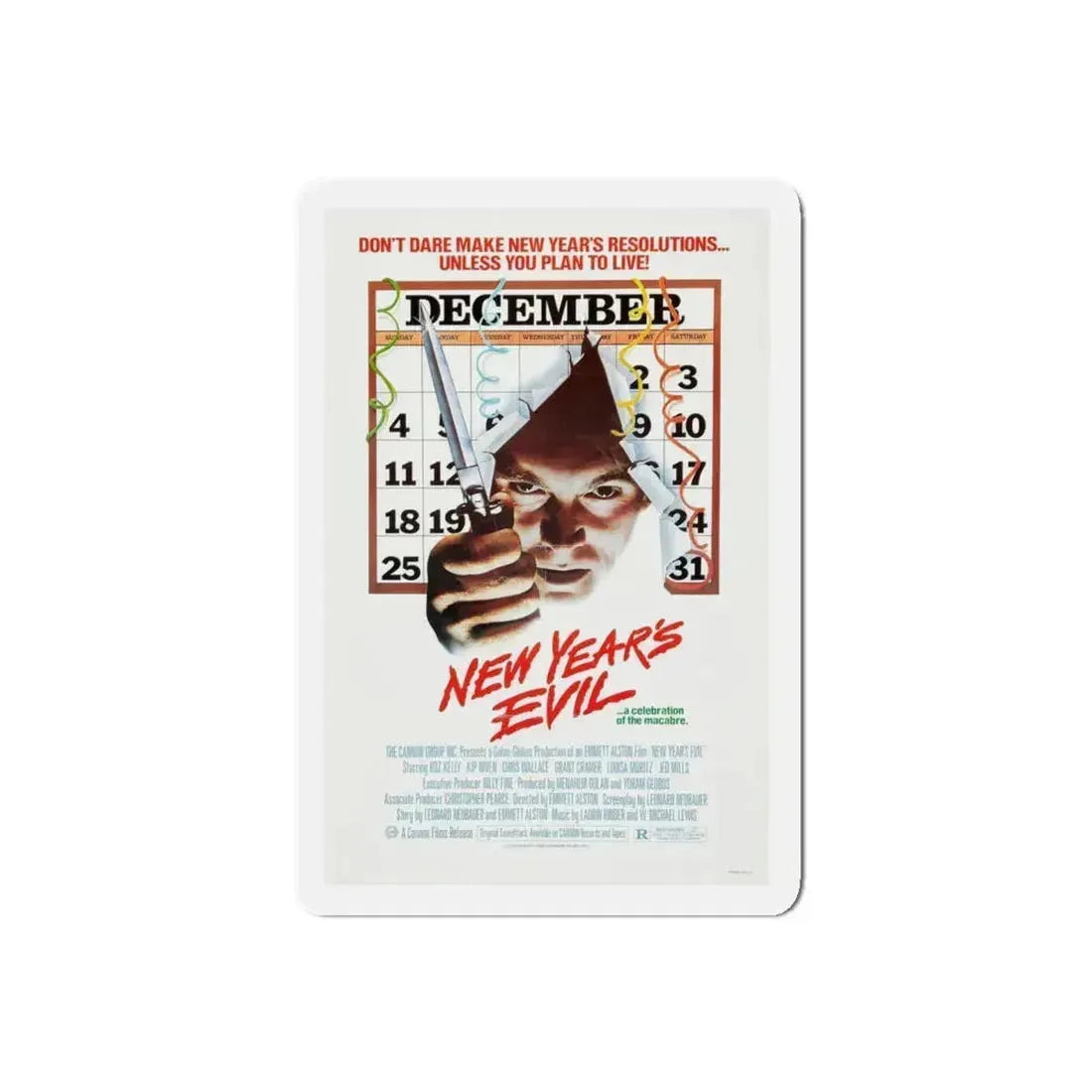 NEW YEARS EVIL 1980 Movie Poster - Refrigerator Magnet 5 Inch Die-Cut - The Sticker Space