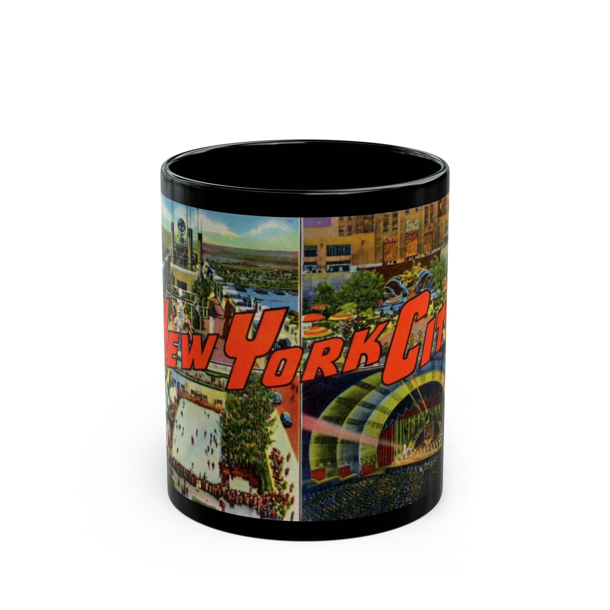 New York City (Greeting Postcards) Black Coffee Mug-11oz-The Sticker Space