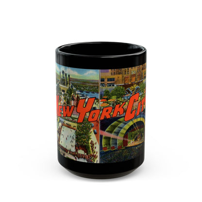 New York City (Greeting Postcards) Black Coffee Mug-15oz-The Sticker Space