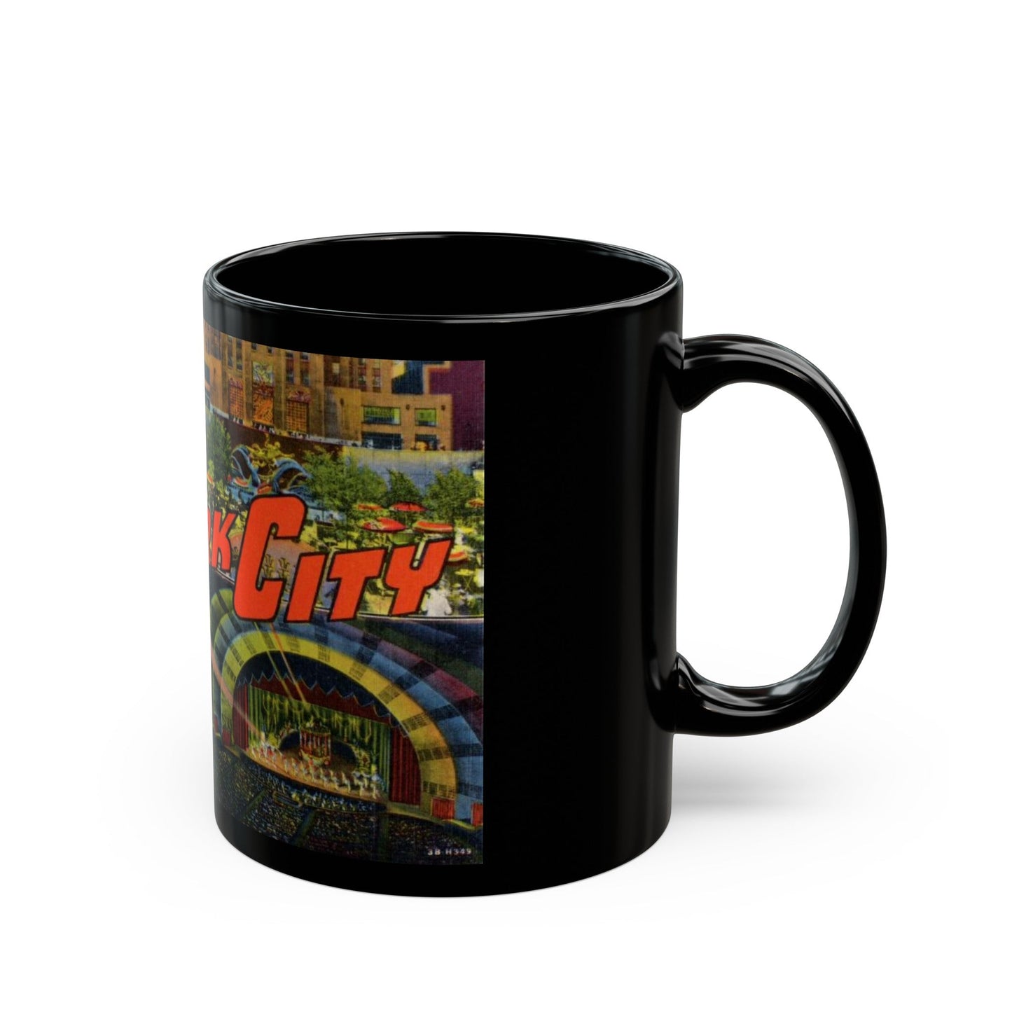 New York City (Greeting Postcards) Black Coffee Mug-The Sticker Space