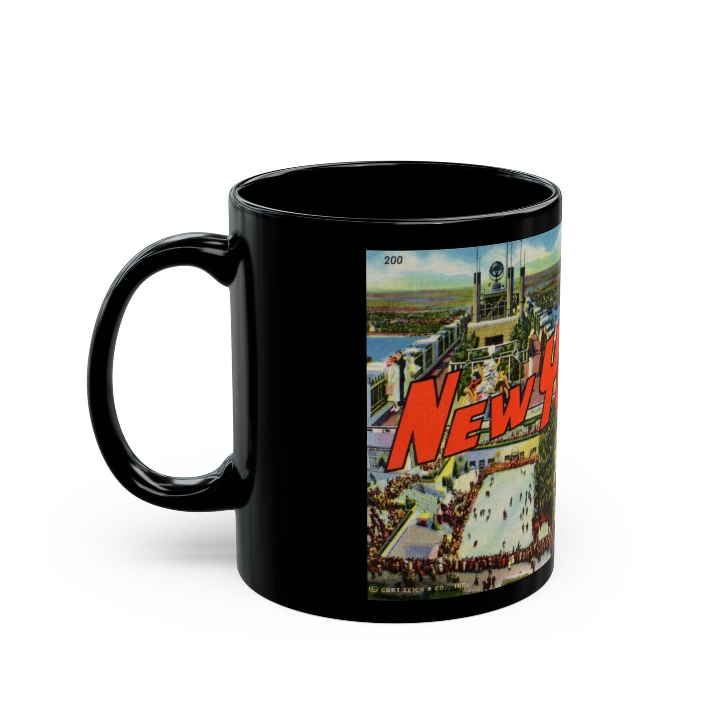 New York City (Greeting Postcards) Black Coffee Mug-The Sticker Space