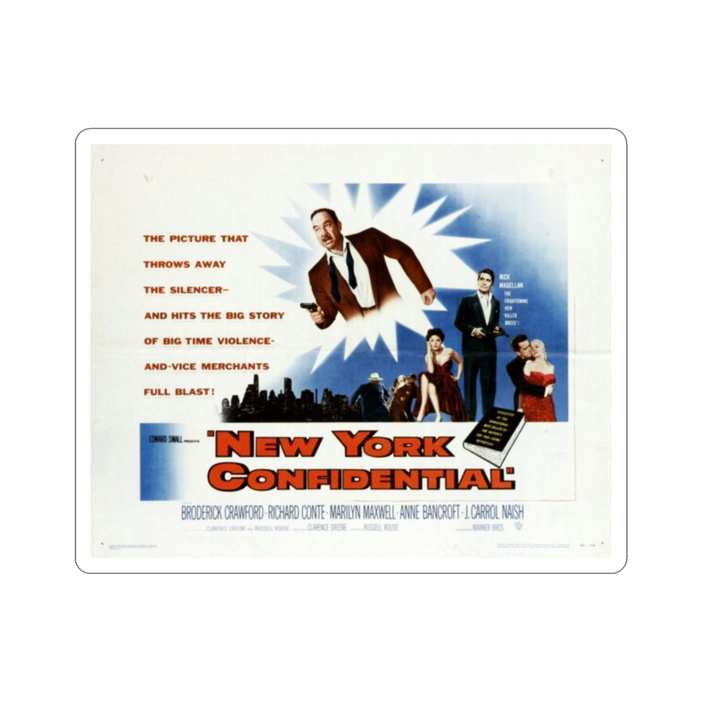 New York Confidential 1955 Movie Poster STICKER Vinyl Die-Cut Decal-2 Inch-The Sticker Space