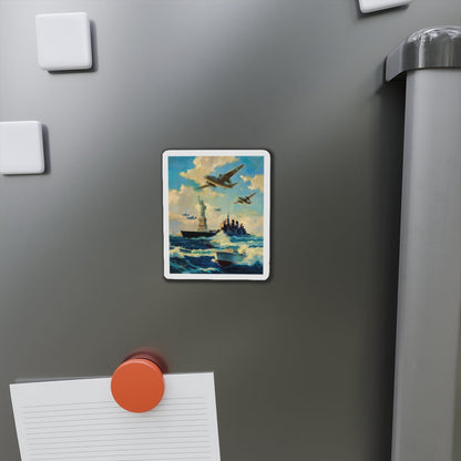 New York Harbor (Magazine Illustration) Refrigerator Magnet-The Sticker Space