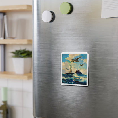 New York Harbor (Magazine Illustration) Refrigerator Magnet-The Sticker Space