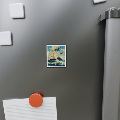 New York Harbor (Magazine Illustration) Refrigerator Magnet-The Sticker Space