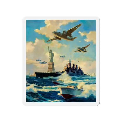 New York Harbor (Magazine Illustration) Refrigerator Magnet - The Sticker Space