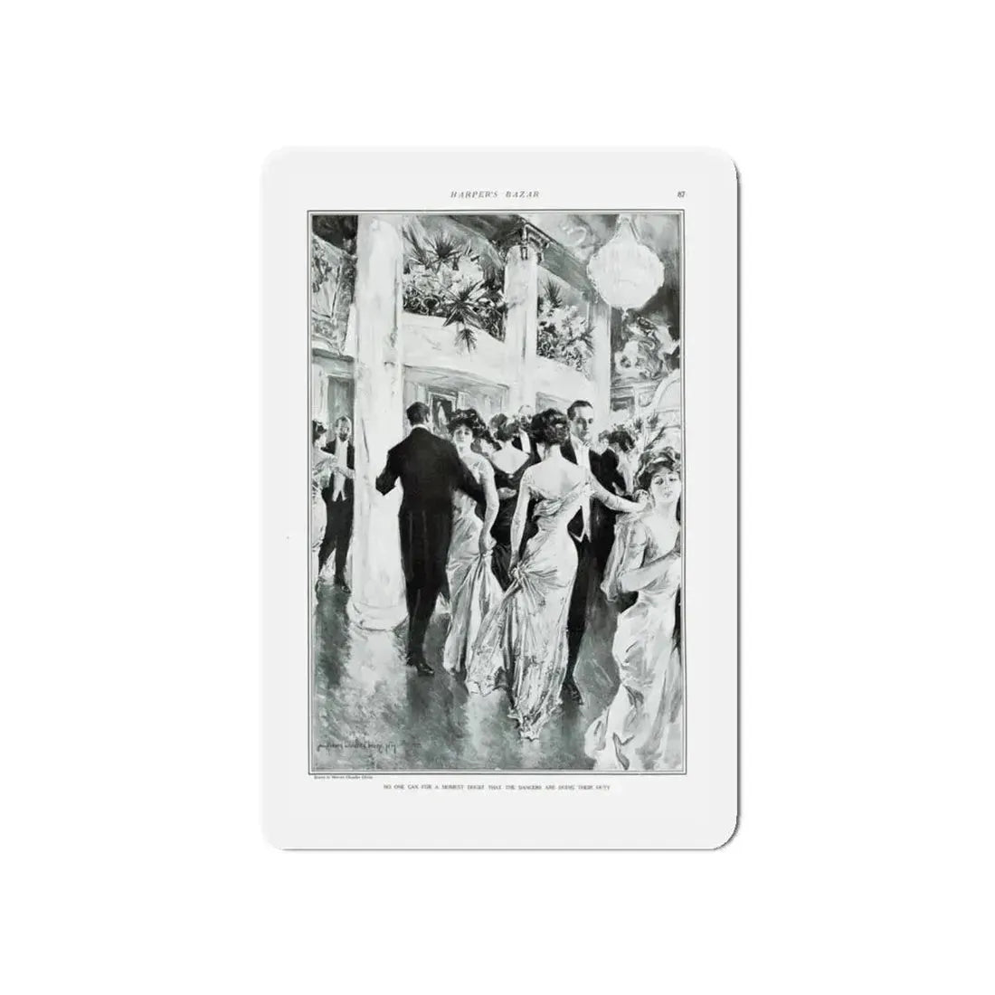New York Society At Work - Part III The Ball, Harper's Bazar, February 1910 (Magazine Illustration) Refrigerator Magnet 5 Inch - The Sticker Space