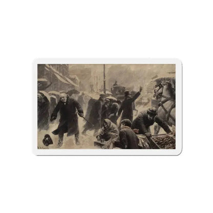 New York Street Scene, Collier's Weekly magazine story illustration, circa 1898 (Magazine Illustration) Refrigerator Magnet 5 Inch - The Sticker Space