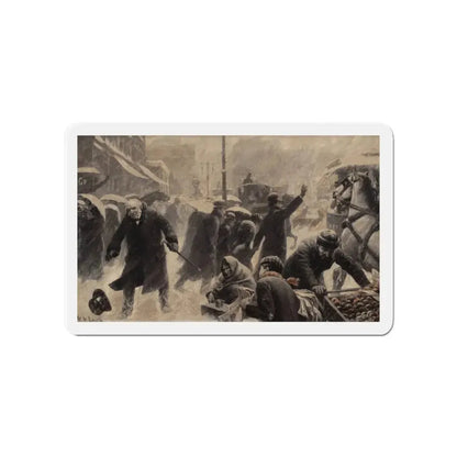 New York Street Scene, Collier's Weekly magazine story illustration, circa 1898 (Magazine Illustration) Refrigerator Magnet - The Sticker Space