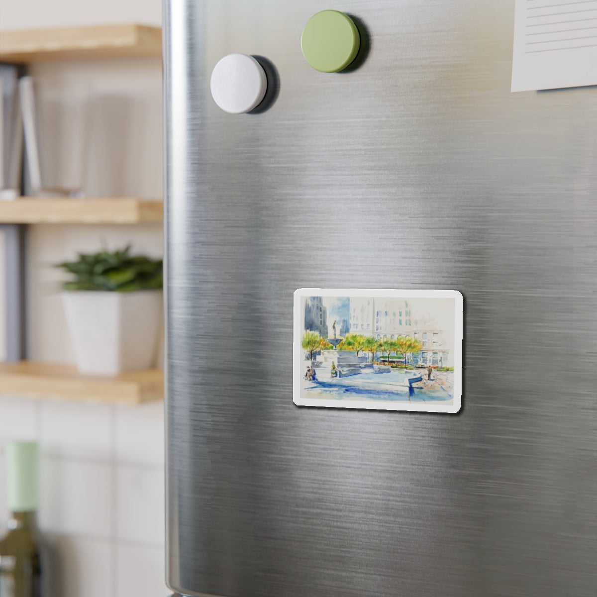 New York Street Scenes (1) (Magazine Illustration) Refrigerator Magnet-The Sticker Space