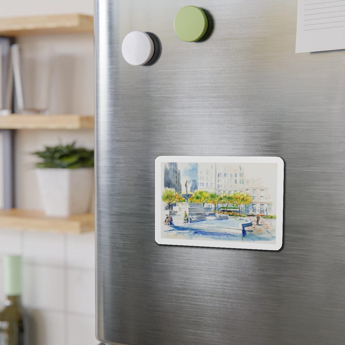 New York Street Scenes (1) (Magazine Illustration) Refrigerator Magnet-The Sticker Space