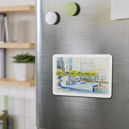 New York Street Scenes (1) (Magazine Illustration) Refrigerator Magnet-The Sticker Space