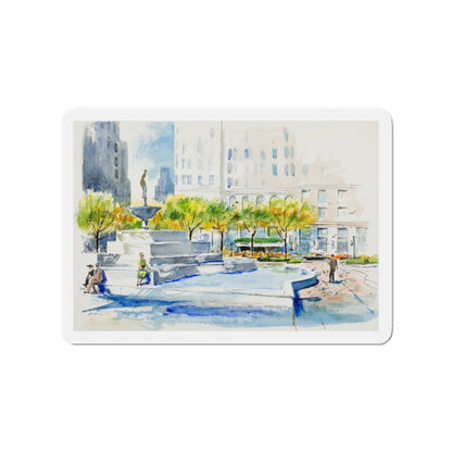 New York Street Scenes (1) (Magazine Illustration) Refrigerator Magnet-3" x 3"-The Sticker Space