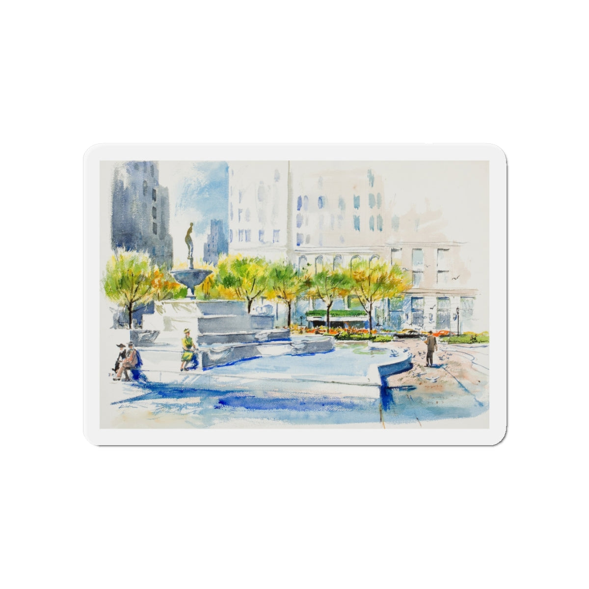 New York Street Scenes (1) (Magazine Illustration) Refrigerator Magnet-4" x 4"-The Sticker Space