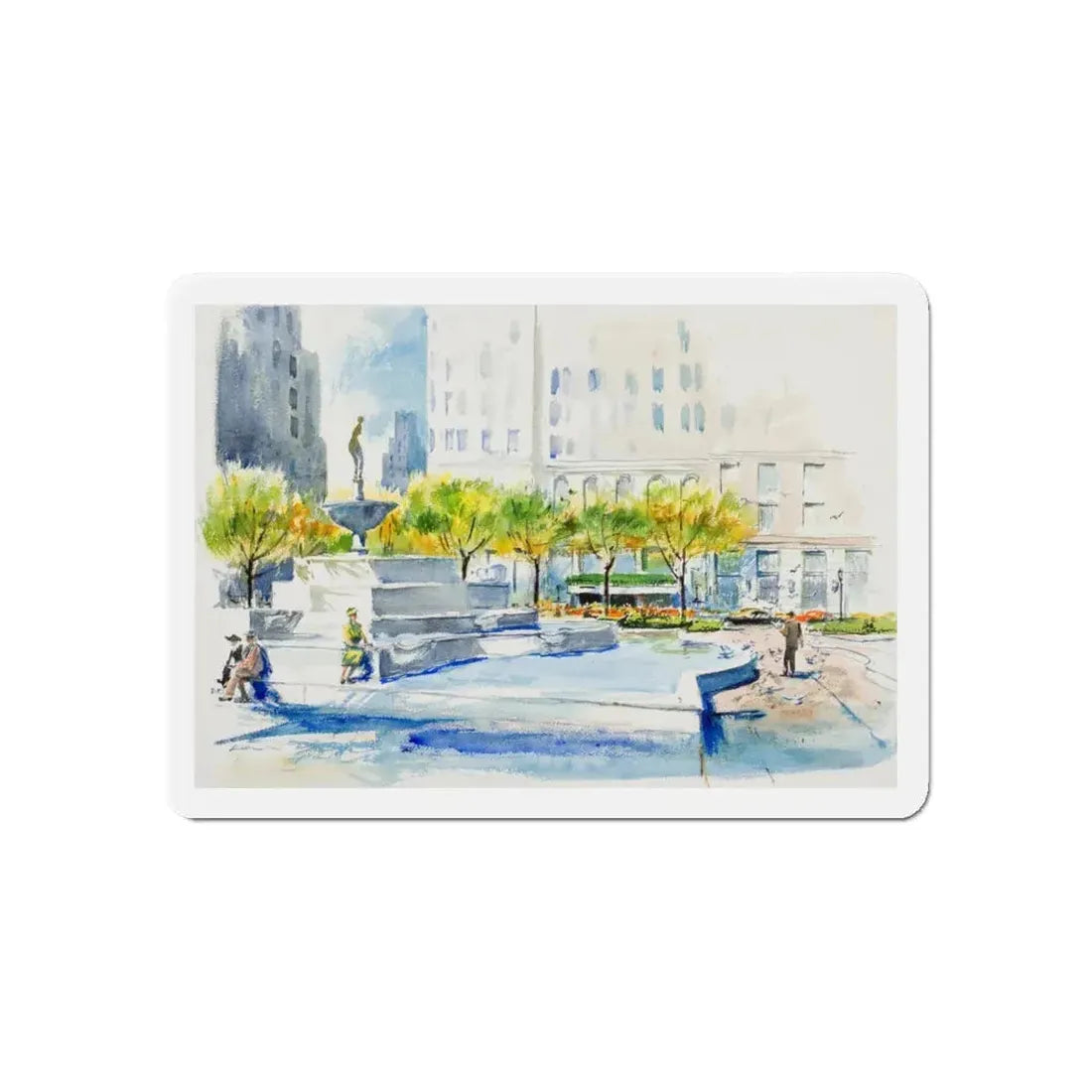 New York Street Scenes (1) (Magazine Illustration) Refrigerator Magnet 6 Inch - The Sticker Space