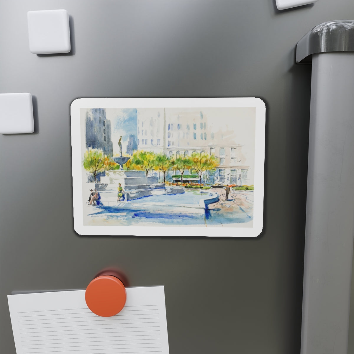 New York Street Scenes (1) (Magazine Illustration) Refrigerator Magnet-The Sticker Space