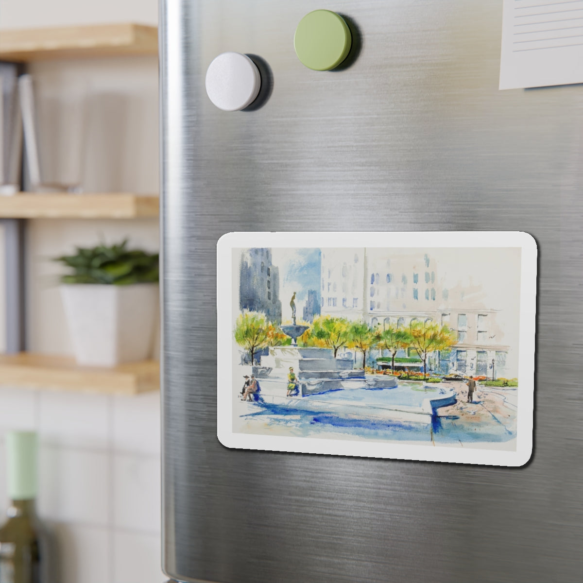 New York Street Scenes (1) (Magazine Illustration) Refrigerator Magnet-The Sticker Space