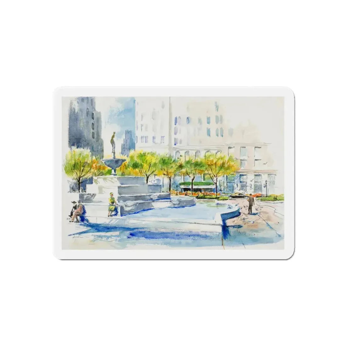 New York Street Scenes (1) (Magazine Illustration) Refrigerator Magnet - The Sticker Space
