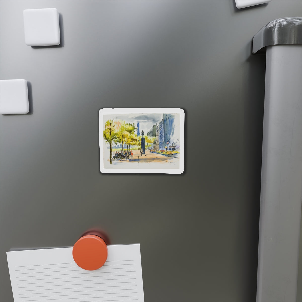 New York Street Scenes (2) (Magazine Illustration) Refrigerator Magnet-The Sticker Space