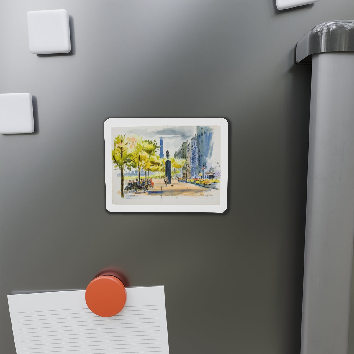 New York Street Scenes (2) (Magazine Illustration) Refrigerator Magnet-The Sticker Space