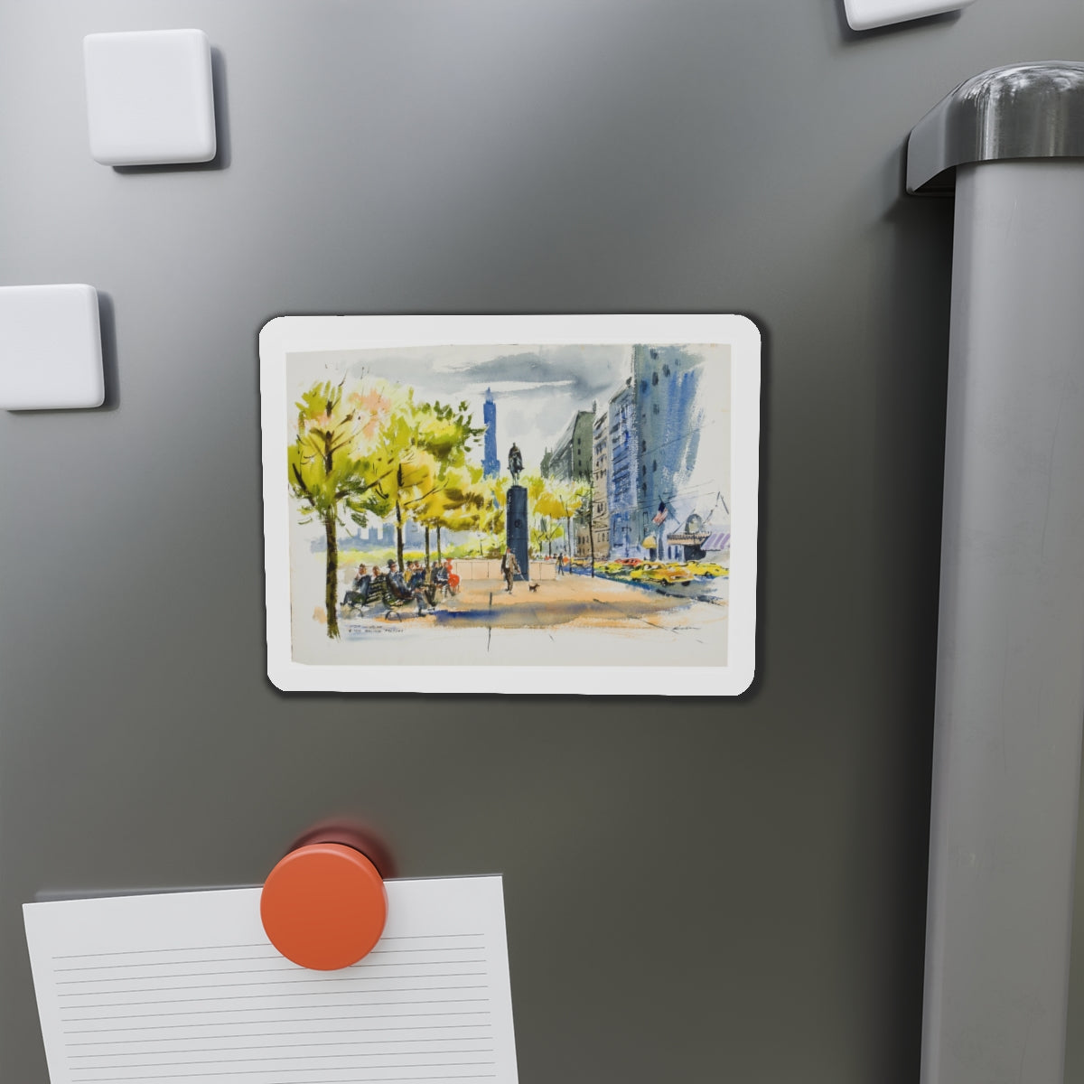 New York Street Scenes (2) (Magazine Illustration) Refrigerator Magnet-The Sticker Space