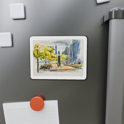 New York Street Scenes (2) (Magazine Illustration) Refrigerator Magnet-The Sticker Space