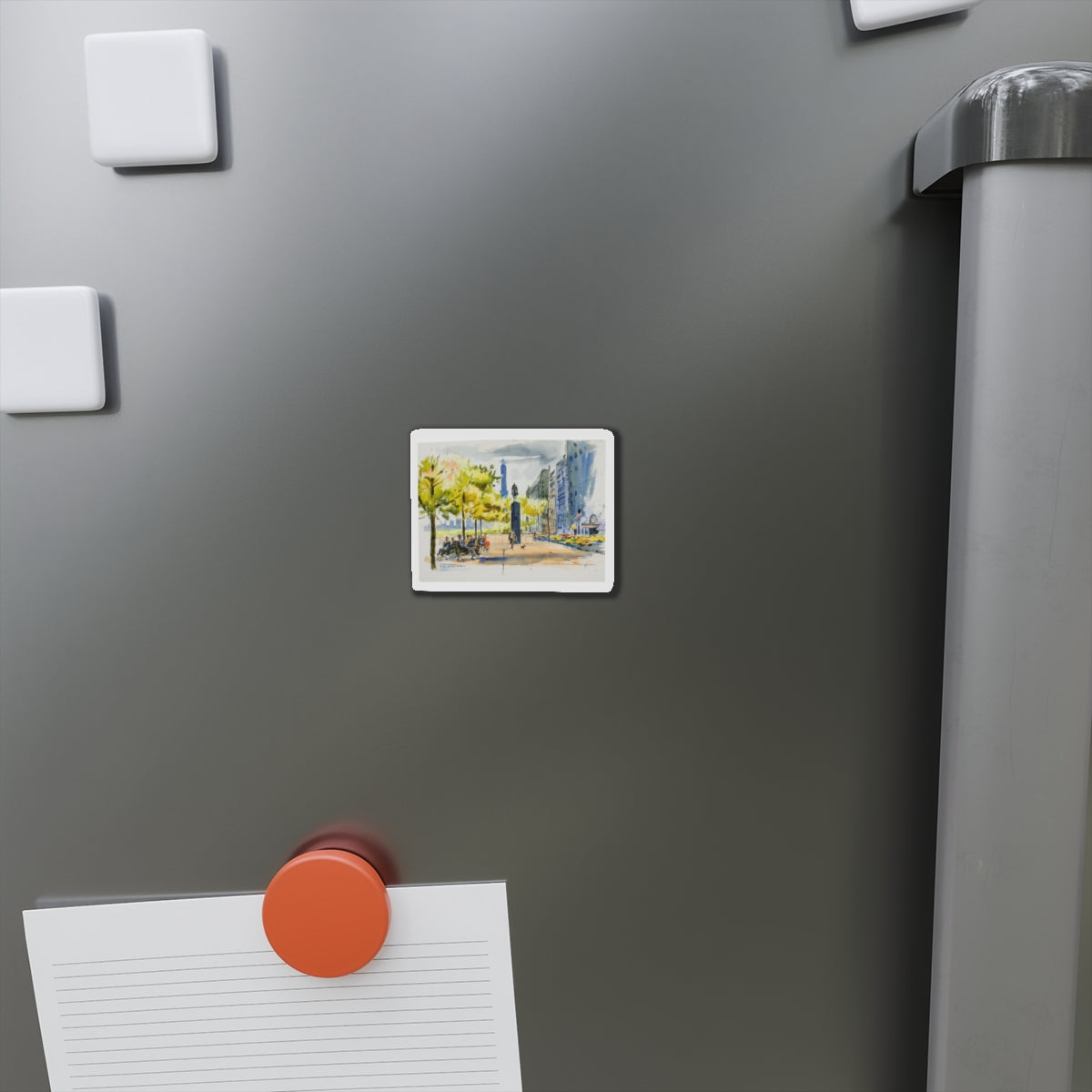 New York Street Scenes (2) (Magazine Illustration) Refrigerator Magnet-The Sticker Space