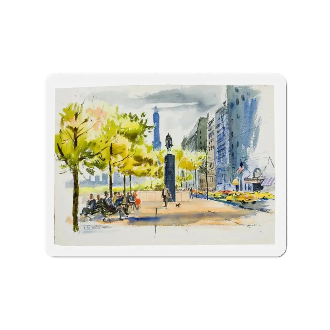 New York Street Scenes (2) (Magazine Illustration) Refrigerator Magnet - The Sticker Space