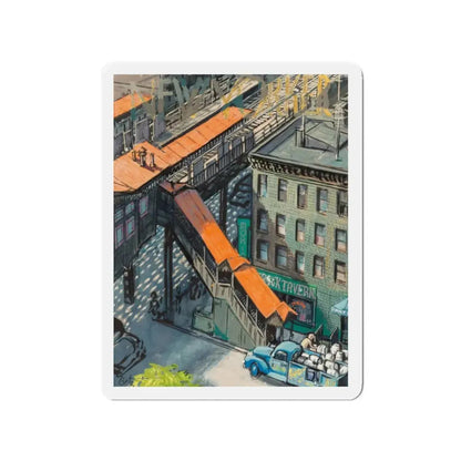 New Yorker magazine cover (Magazine Illustration) Refrigerator Magnet 2 Inch - The Sticker Space
