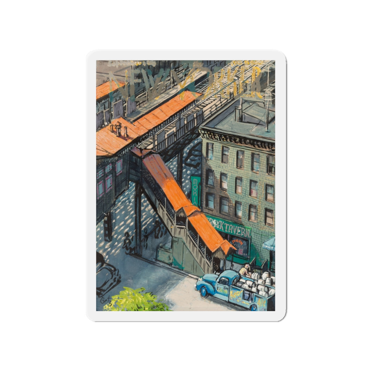 New Yorker magazine cover (Magazine Illustration) Refrigerator Magnet-3" x 3"-The Sticker Space