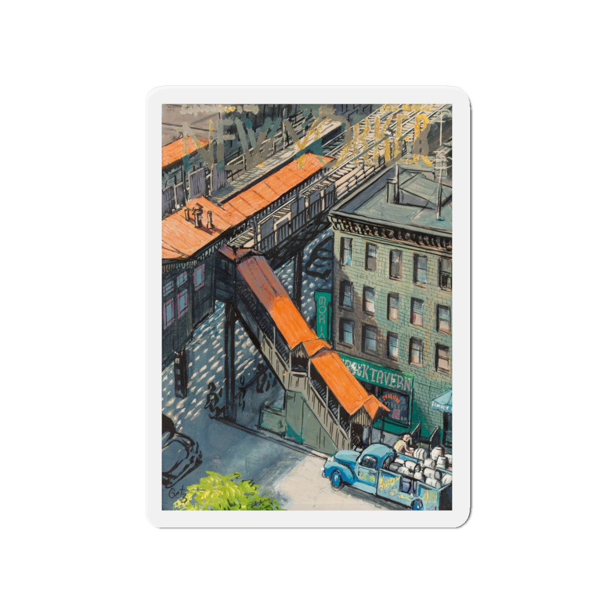 New Yorker magazine cover (Magazine Illustration) Refrigerator Magnet-4" x 4"-The Sticker Space