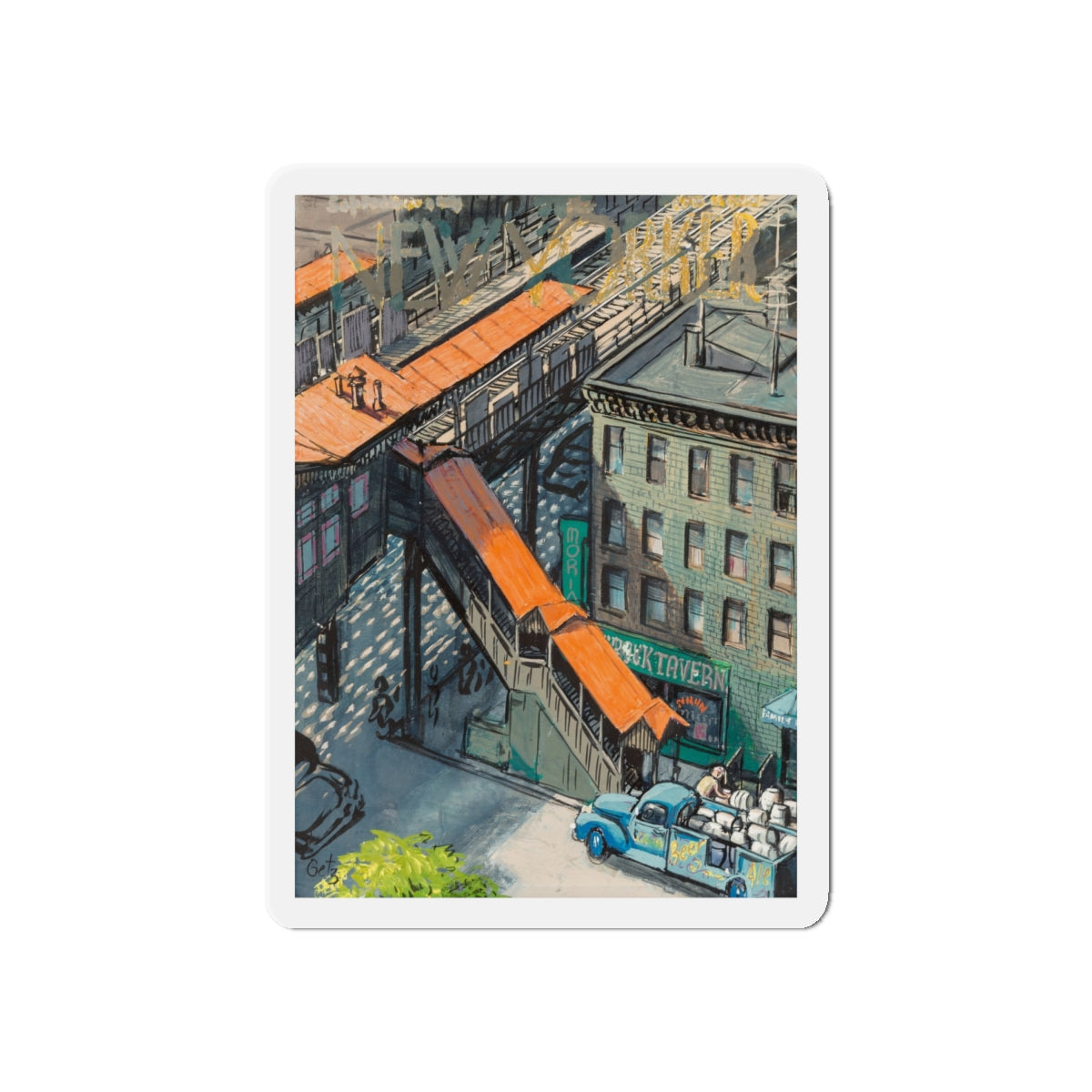 New Yorker magazine cover (Magazine Illustration) Refrigerator Magnet-6 × 6"-The Sticker Space