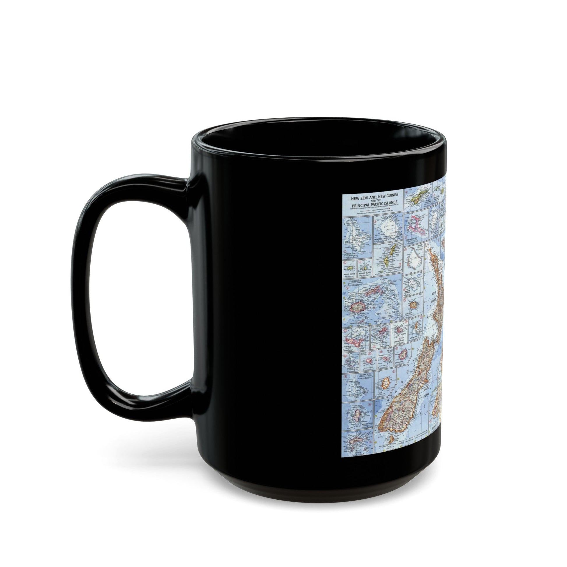 New Zealand, New Guinea (1962) (Map) Black Coffee Mug-The Sticker Space