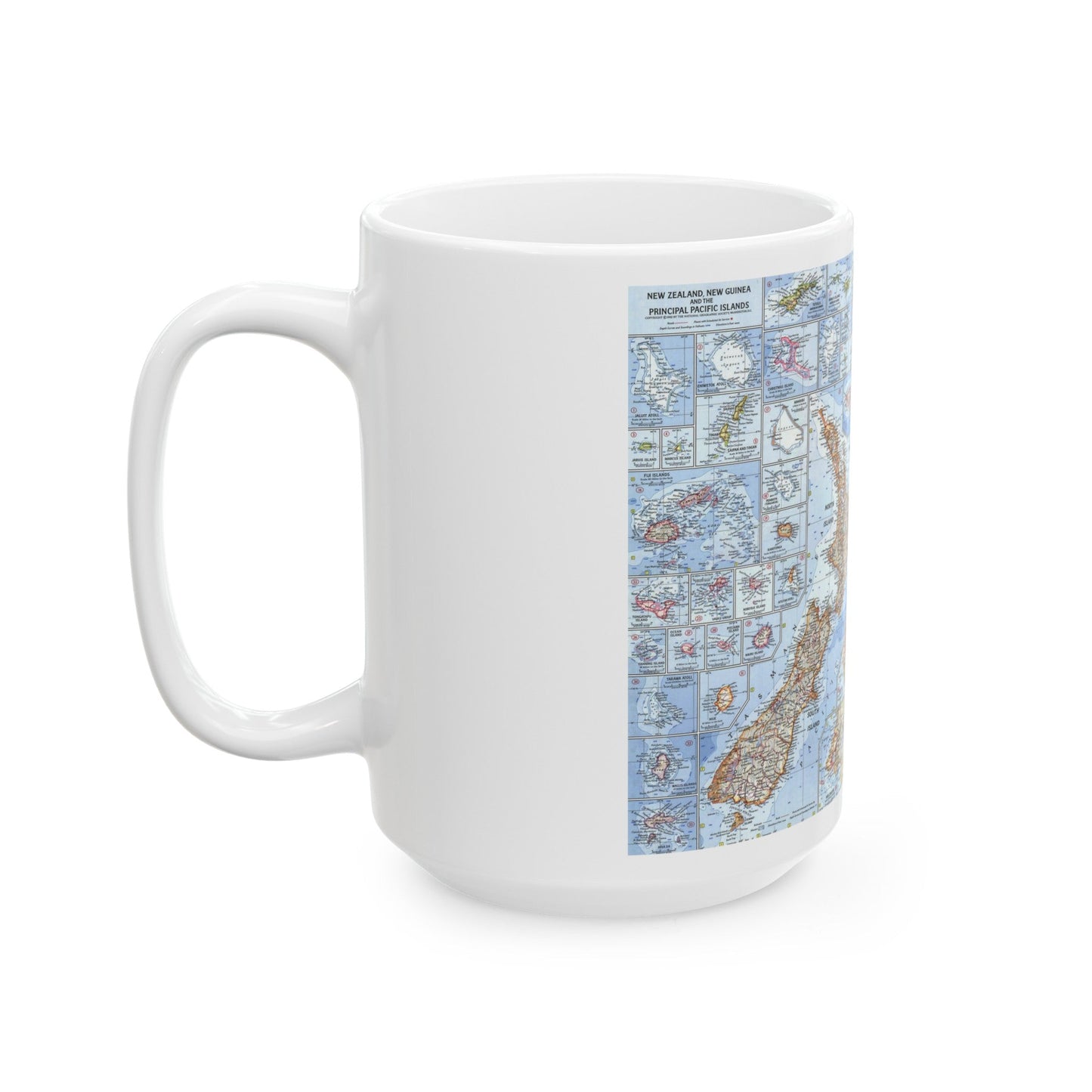 New Zealand, New Guinea (1962) (Map) White Coffee Mug-The Sticker Space