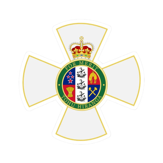New Zealand Order of Merit badge WP (New Zealand) (Coat of Arms) STICKER Vinyl Kiss-Cut Decal 2 Inch White - The Sticker Space