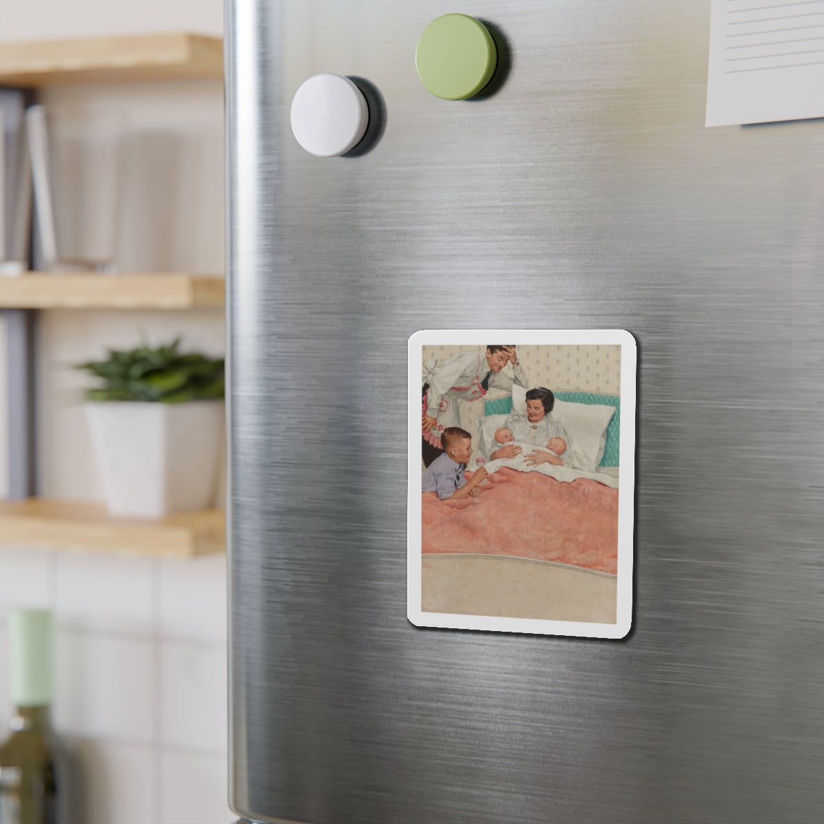 Newborns, magazine illustration (Magazine Illustration) Refrigerator Magnet-The Sticker Space