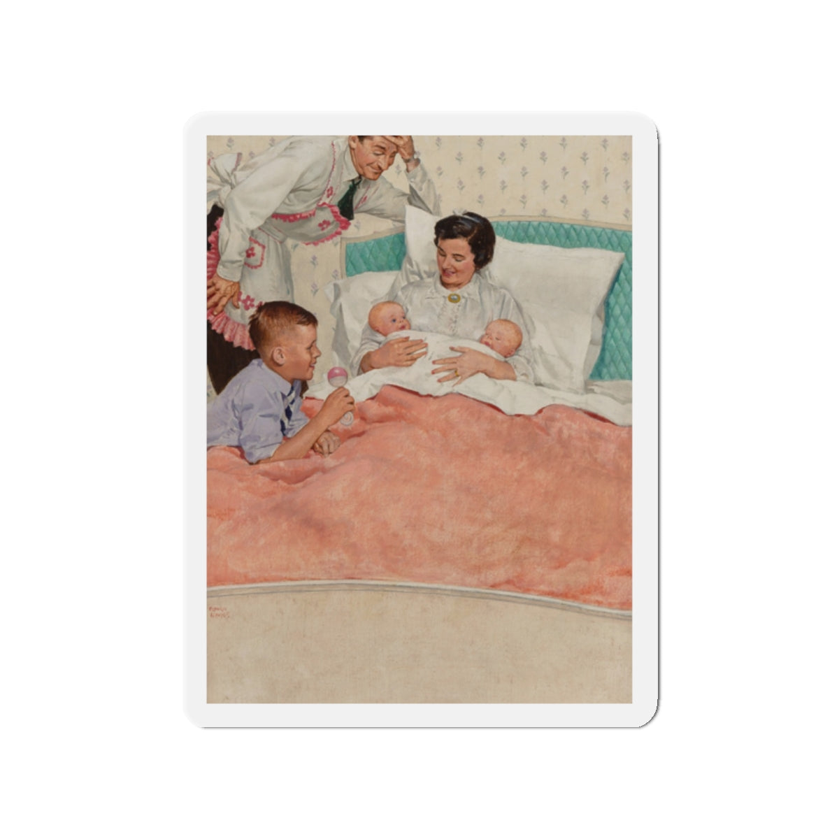 Newborns, magazine illustration (Magazine Illustration) Refrigerator Magnet-2" x 2"-The Sticker Space