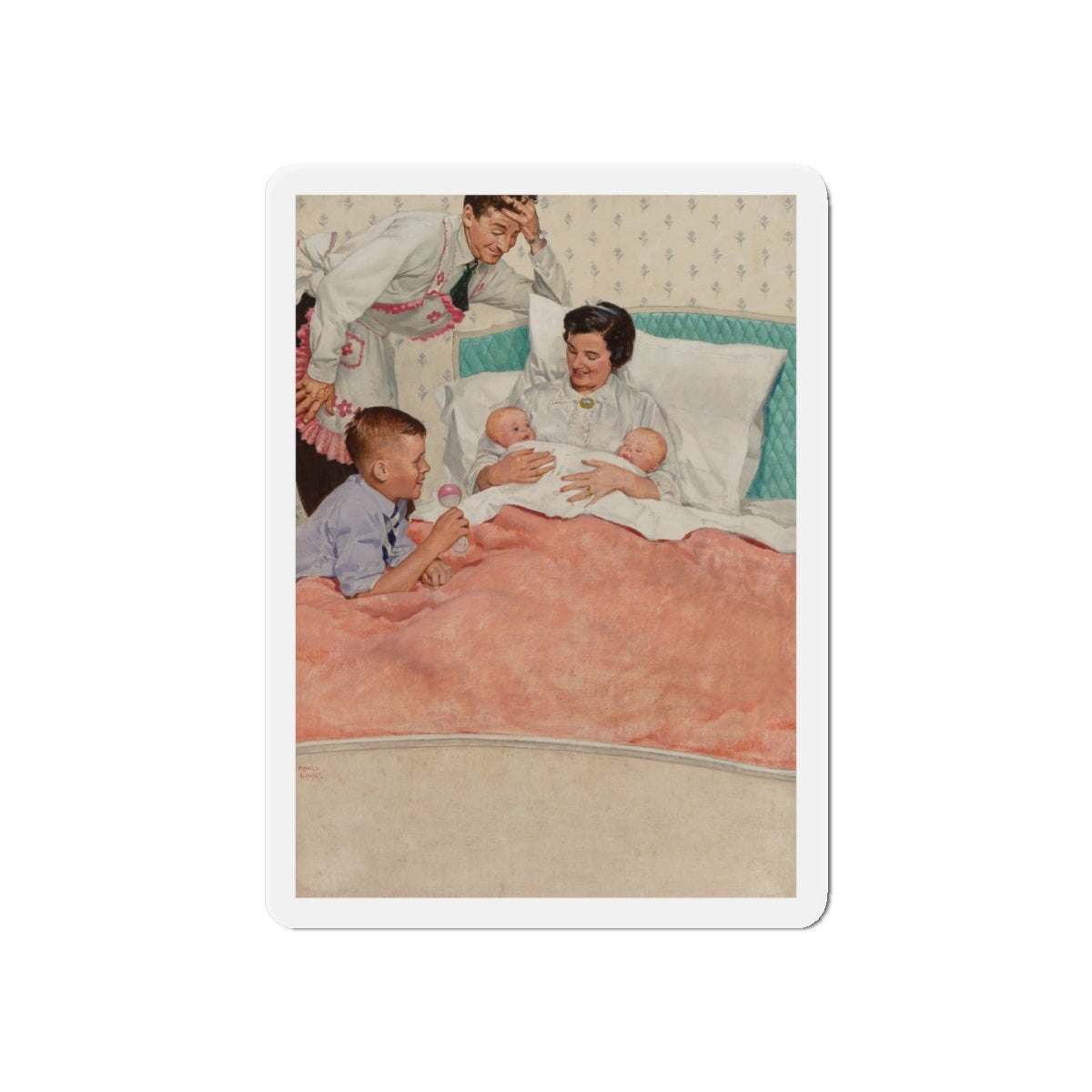 Newborns, magazine illustration (Magazine Illustration) Refrigerator Magnet-6 × 6"-The Sticker Space