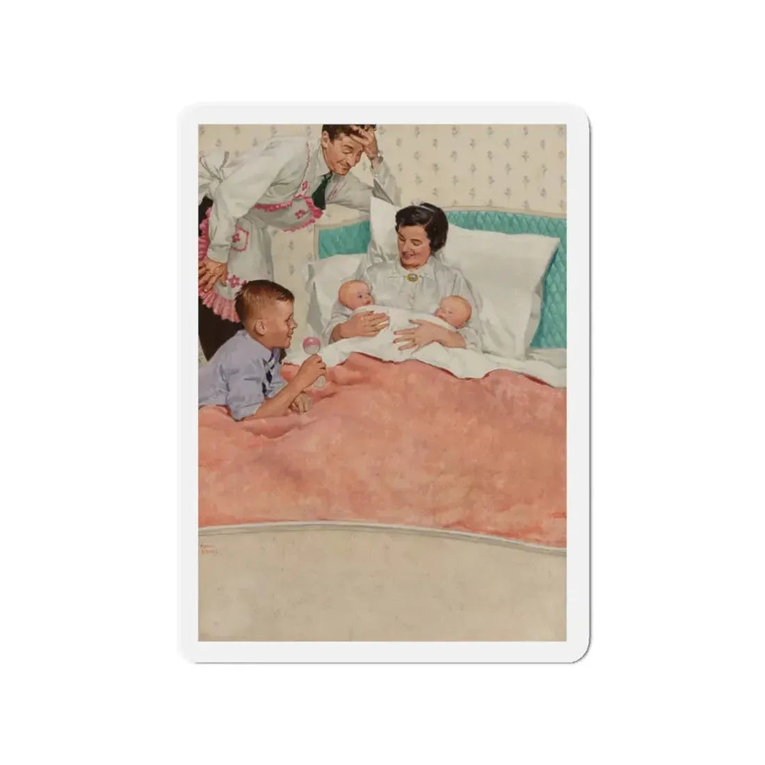 Newborns, magazine illustration (Magazine Illustration) Refrigerator Magnet - The Sticker Space
