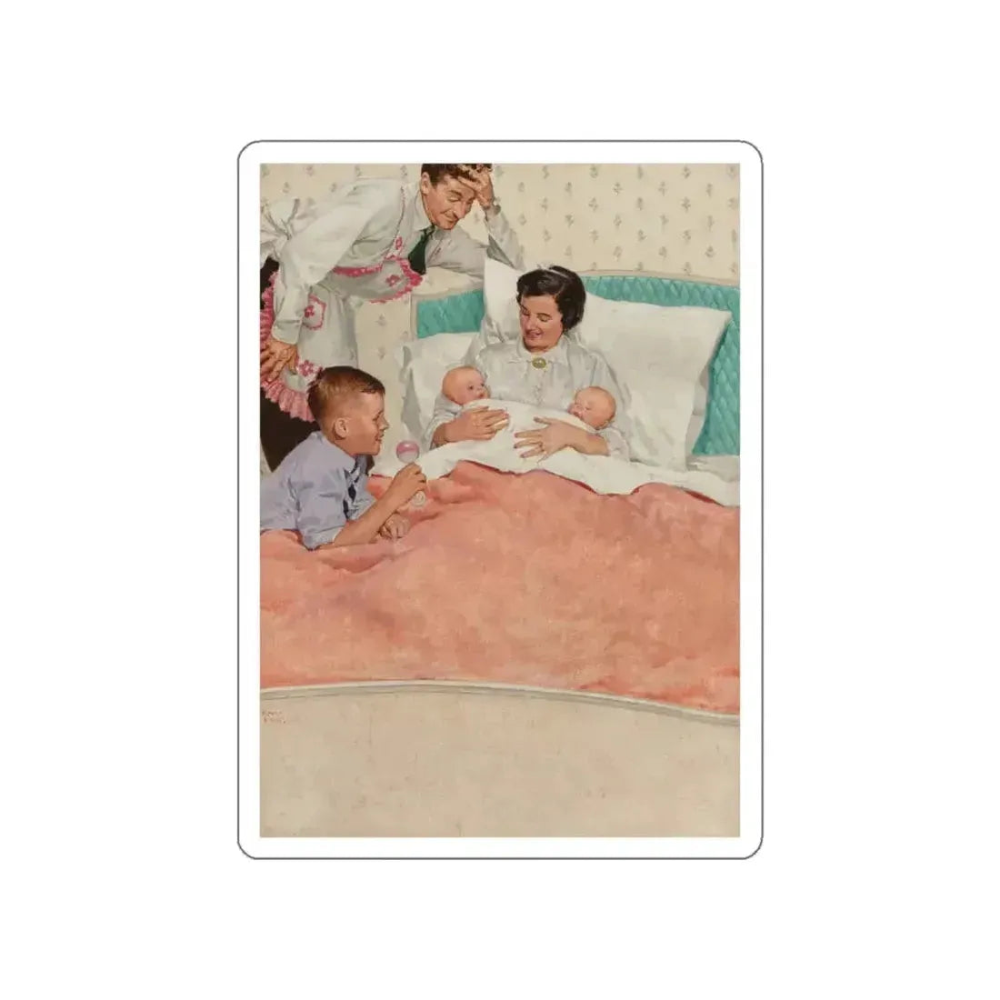 Newborns, magazine illustration (Magazine Illustration) STICKER Vinyl Die-Cut Decal White Die-Cut 6 Inch - The Sticker Space