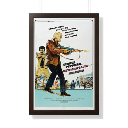 NEWMAN'S LAW 1974 - Framed Movie Poster 20" x 30" Walnut - The Sticker Space