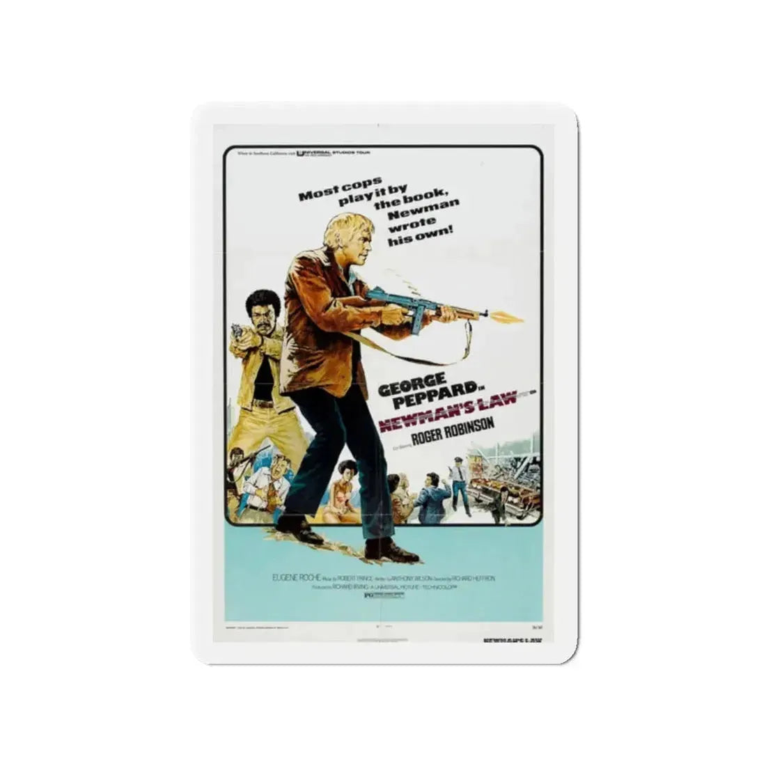 NEWMAN'S LAW 1974 Movie Poster - Refrigerator Magnet 2 Inch Die-Cut - The Sticker Space