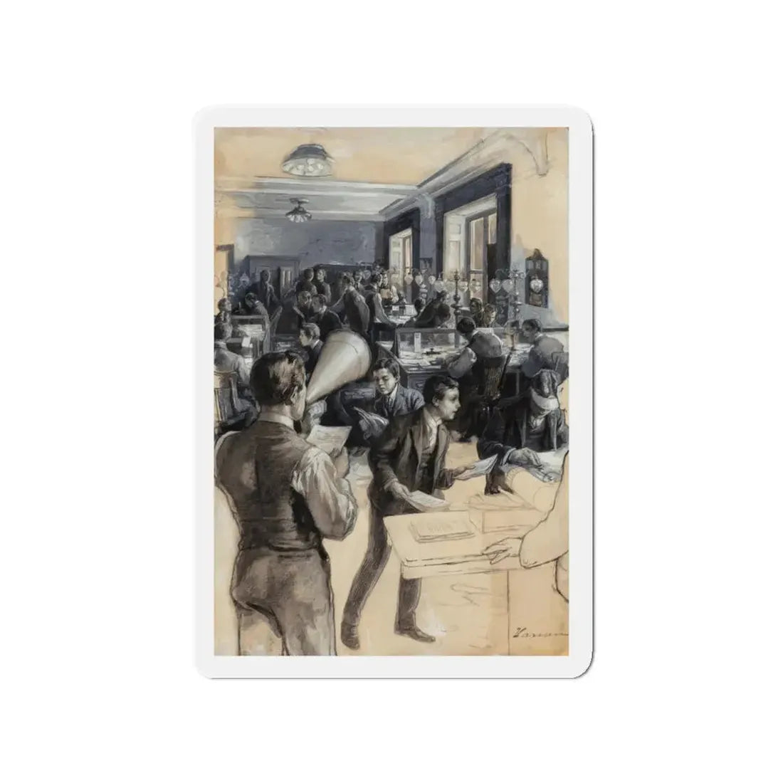 News by Megaphone (Magazine Illustration) Refrigerator Magnet 3 Inch - The Sticker Space