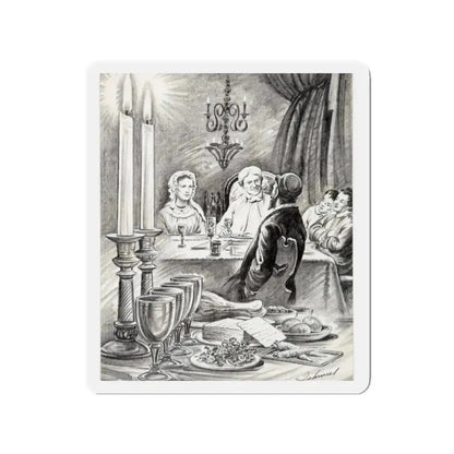 Newspaper Illustration (AP Wire Service, c. 1940s) (Magazine Illustration) Refrigerator Magnet 2 Inch - The Sticker Space