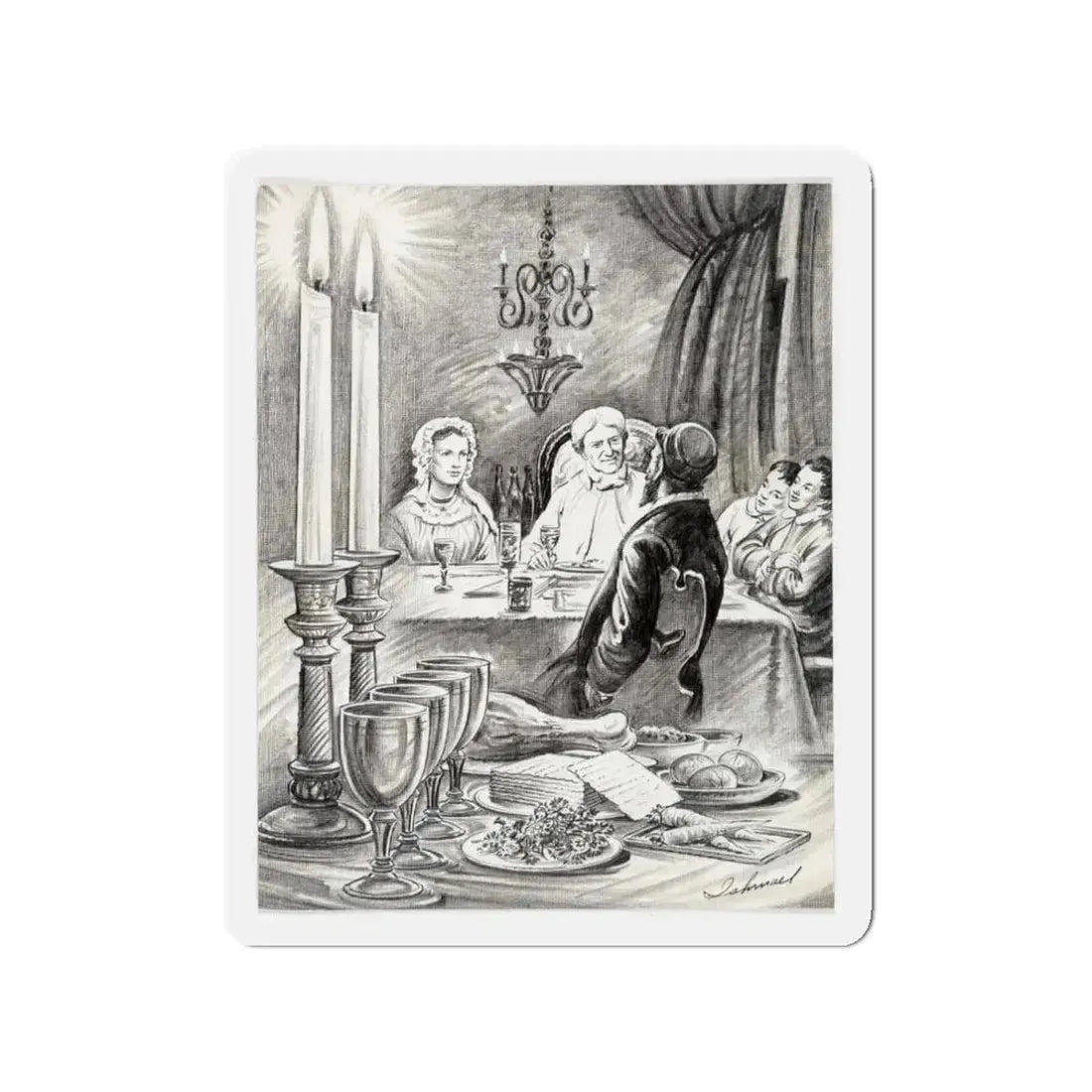 Newspaper Illustration (AP Wire Service, c. 1940s) (Magazine Illustration) Refrigerator Magnet 3 Inch - The Sticker Space