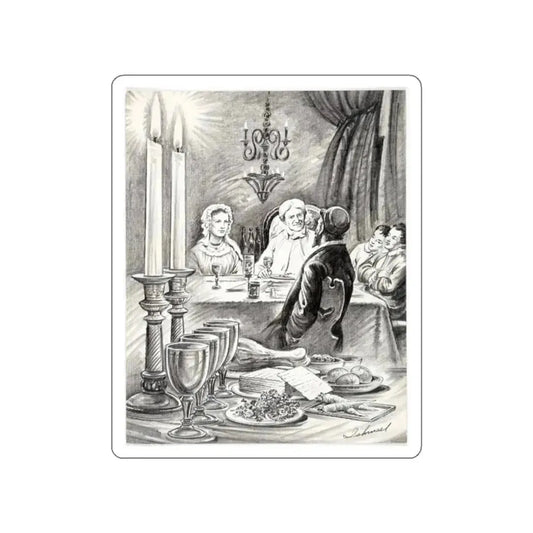 Newspaper Illustration (AP Wire Service, c. 1940s) (Magazine Illustration) STICKER Vinyl Die-Cut Decal White Die-Cut 2 Inch - The Sticker Space