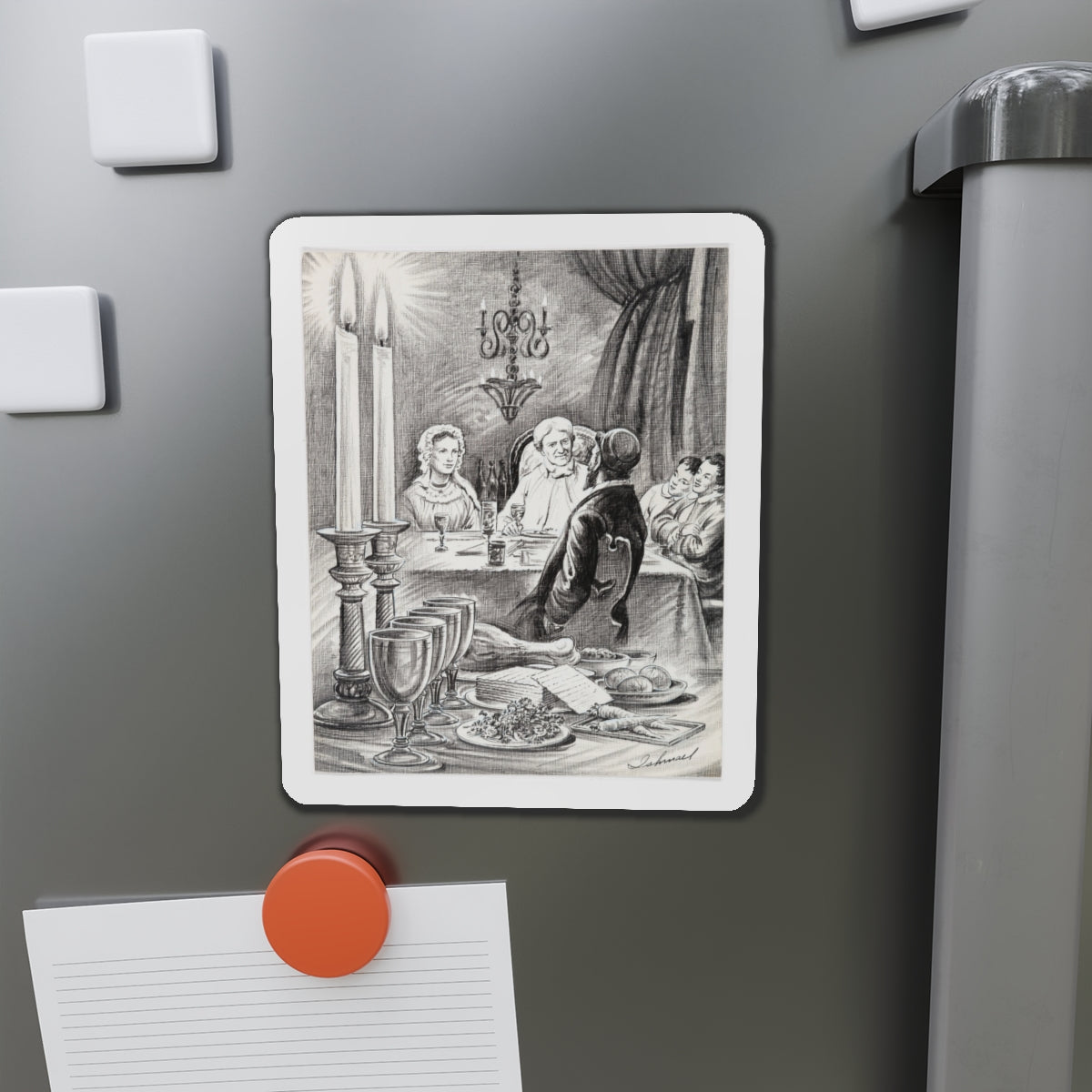 Newspaper Illustration (AP Wire Service, c. 1940s) (Magazine Illustration) Refrigerator Magnet-The Sticker Space