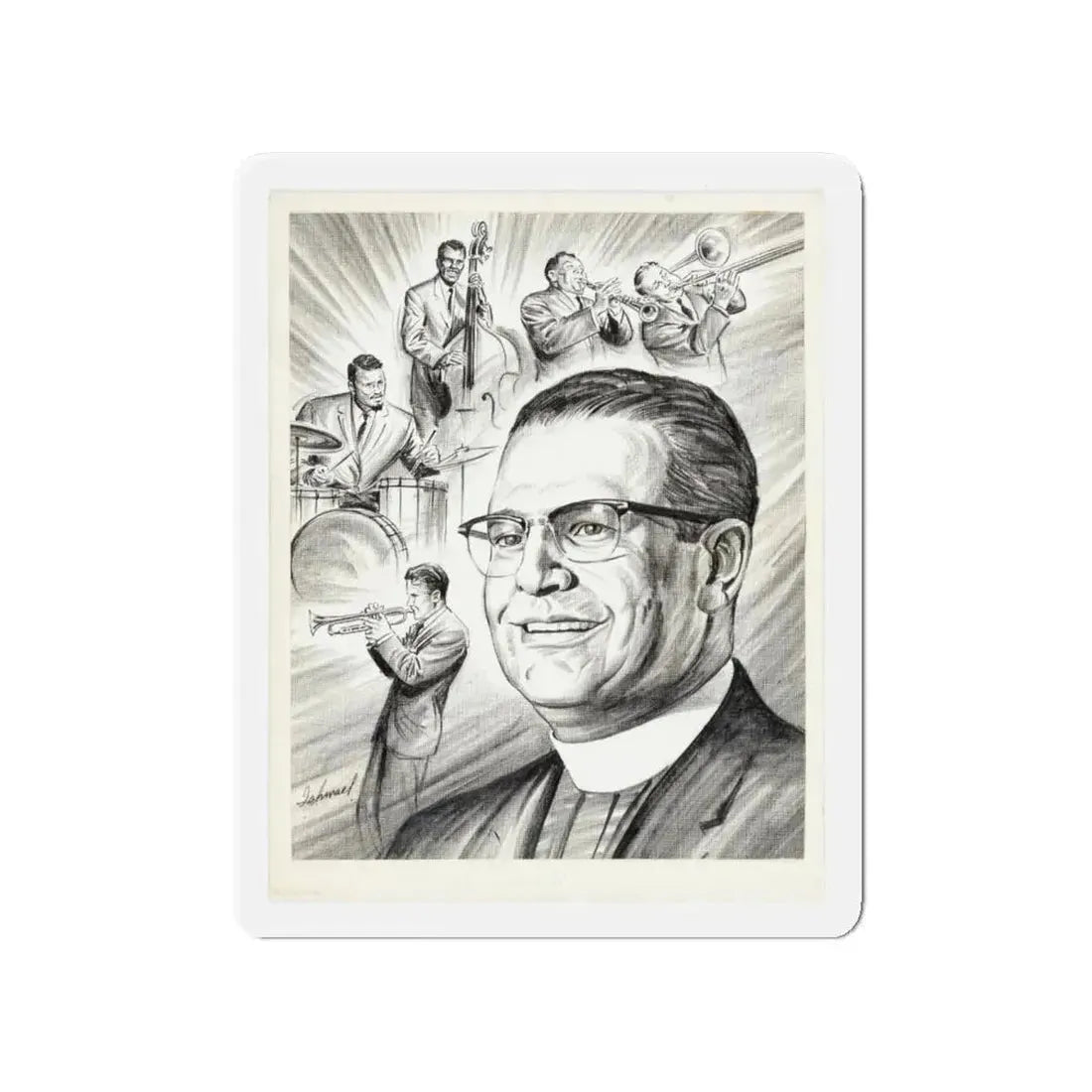 Newspaper Illustration (c. 1940s) (Magazine Illustration) Refrigerator Magnet 4 Inch - The Sticker Space