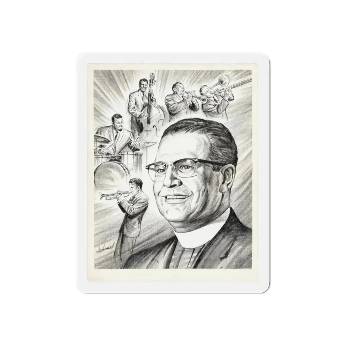 Newspaper Illustration (c. 1940s) (Magazine Illustration) Refrigerator Magnet 6 Inch - The Sticker Space